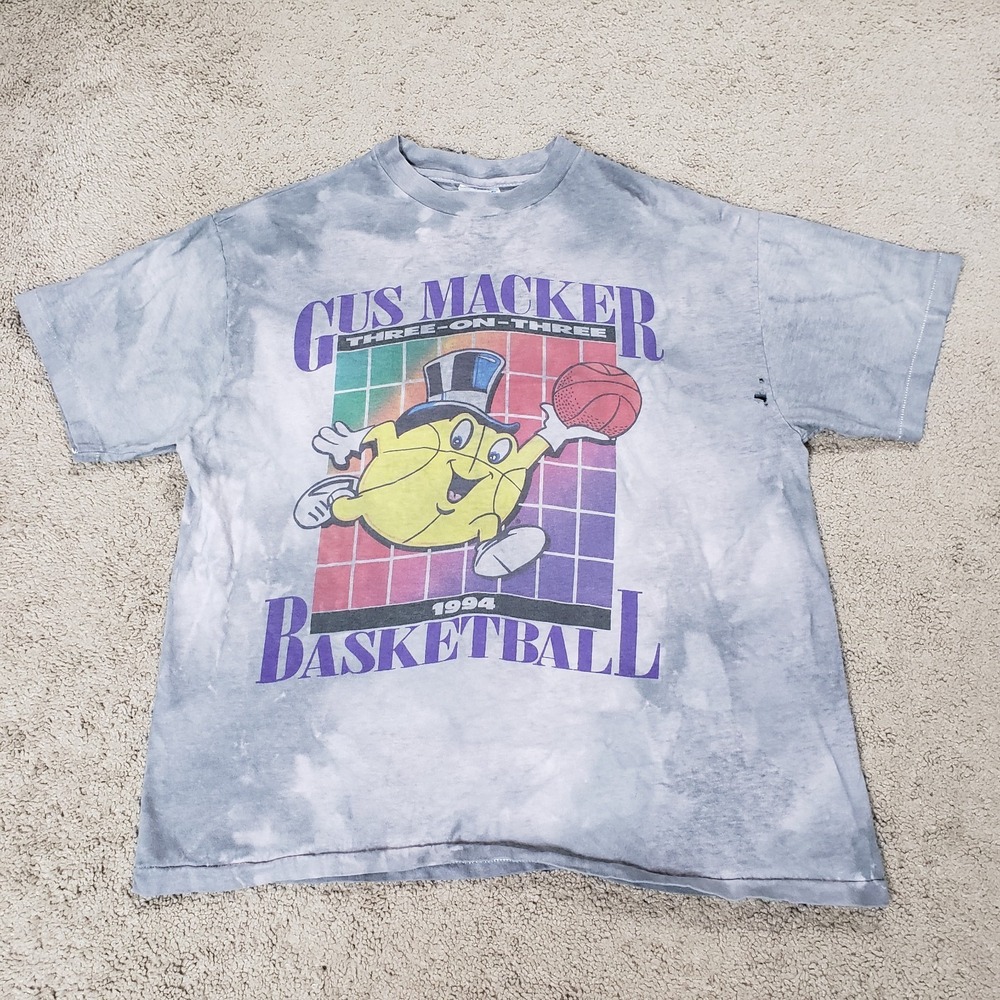 Vintage Gus Macker Shirt Basketball 1994 Graphic 90s 3-on-3 Gray Single Stitch